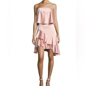 Halston heritage strapless tiered ruffle dress